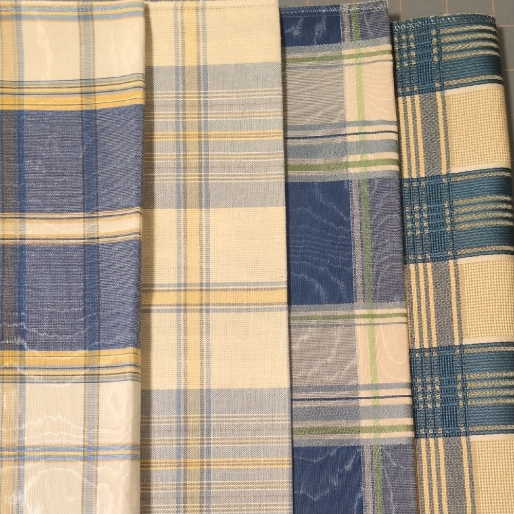 Plaid Fabric Set in Blues - 4 pieces